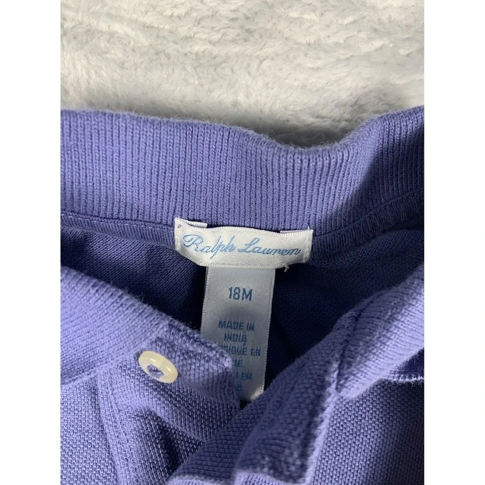 Polo Ralph Lauren Toddler Boys Short Sleeve Shirt Purple 18M 100% Cotton